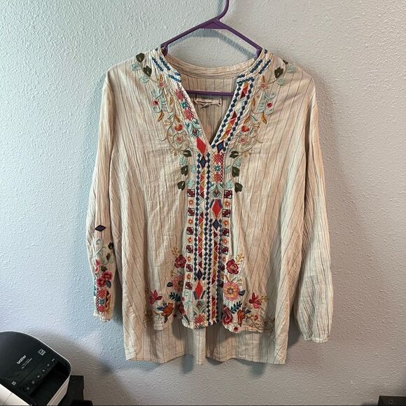 Johnny Was Cotton Eilona Embroidered Blouse - Picture 2 of 10